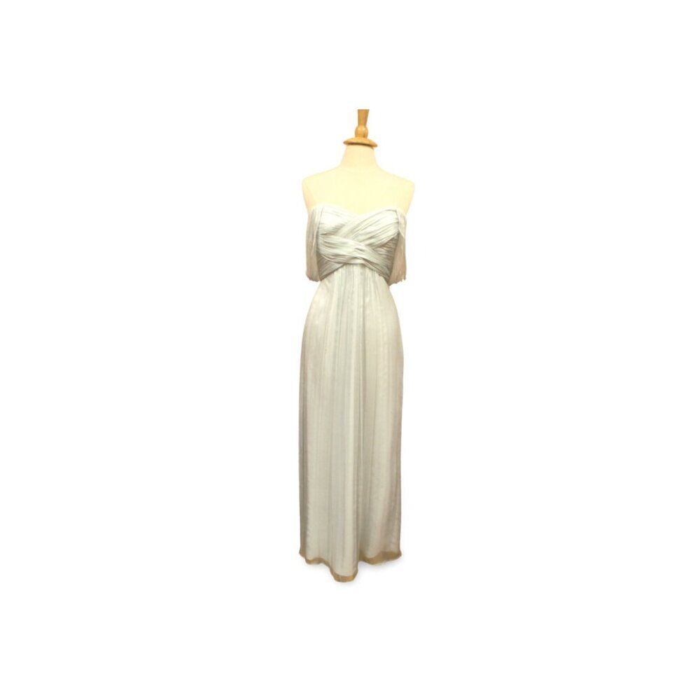 Amsale G851C Long Silk Chiffon Bridesmaid Dress Ice Blue Off Shoulder Draping